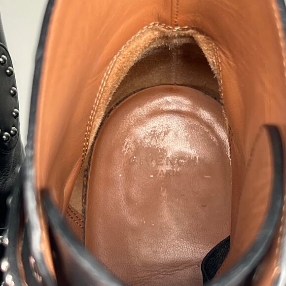 Givenchy Prue Black Leather Buckle Studded Booties Size 7.5 - Picture 5 of 13